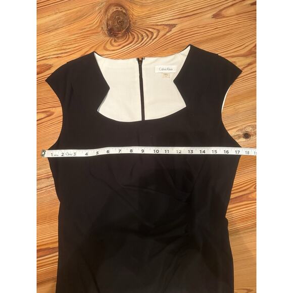 Calvin Klein Cocktail Dress Sz 8 Black LBD Career Ruched Little Black Dress EUC - Picture 13 of 16